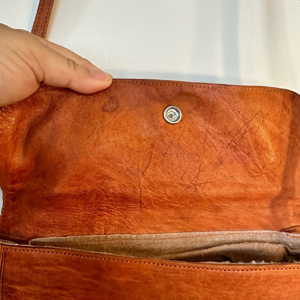 Vintage 70’s Brown Leather Boho Western Southwest Shoulder / Crossbody Bag - Picture 6 of 8